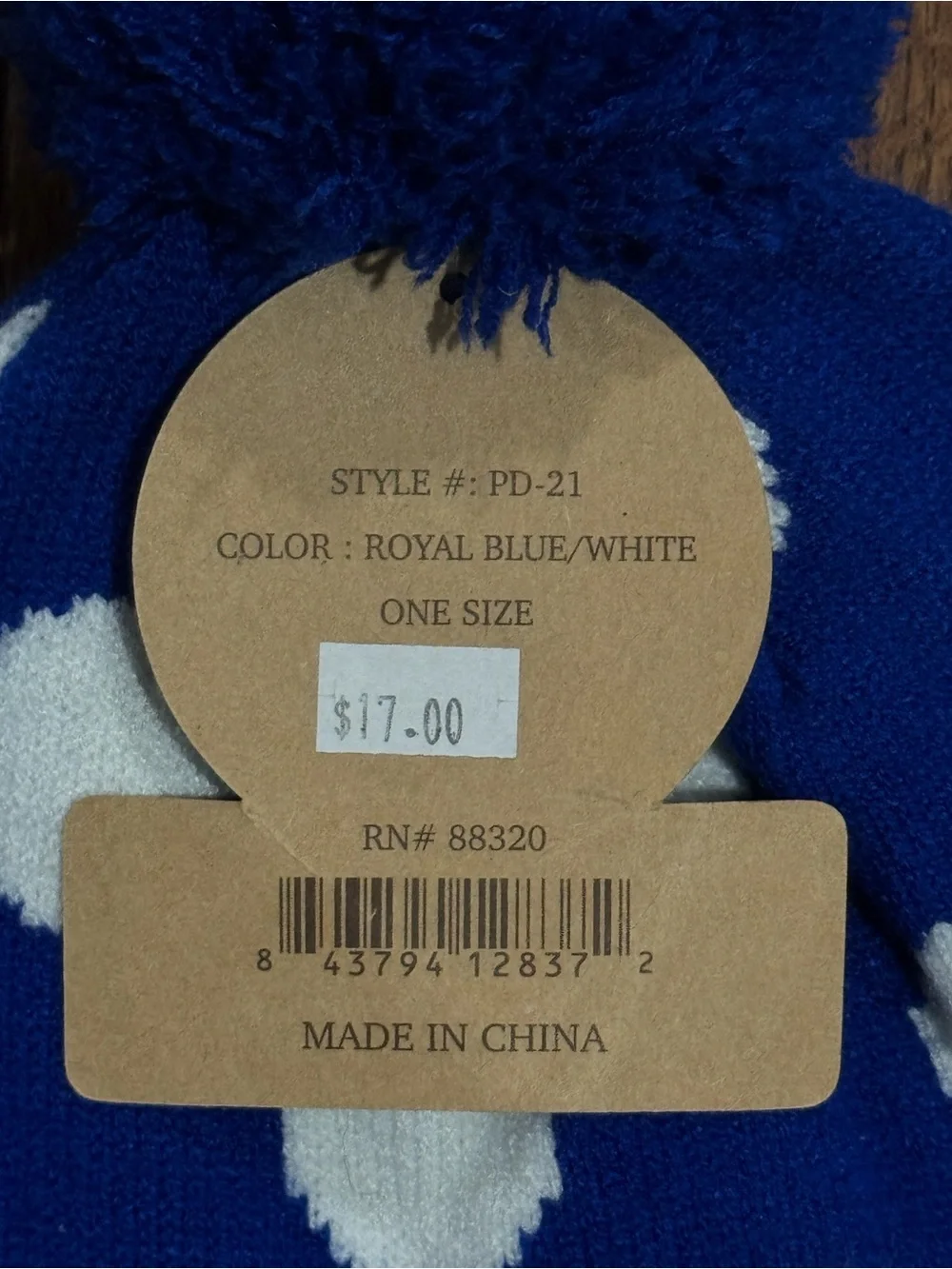 C.C Women’s Polka Dot Pom Beanie - Navy & White